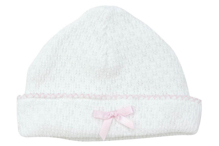 Pink Trimmed White Saylor Cap with Bow by Paty