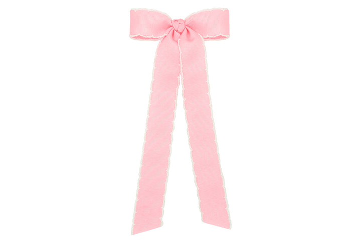 Wee Ones Bow - Light Pink Moonstitch w/ Streamer Tails (2 sizes)
