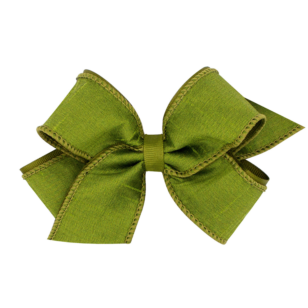 Juniper Jewel-Toned Dupioni Silk and Grosgrain Overlay Bow by Wee Ones (2 Sizes)