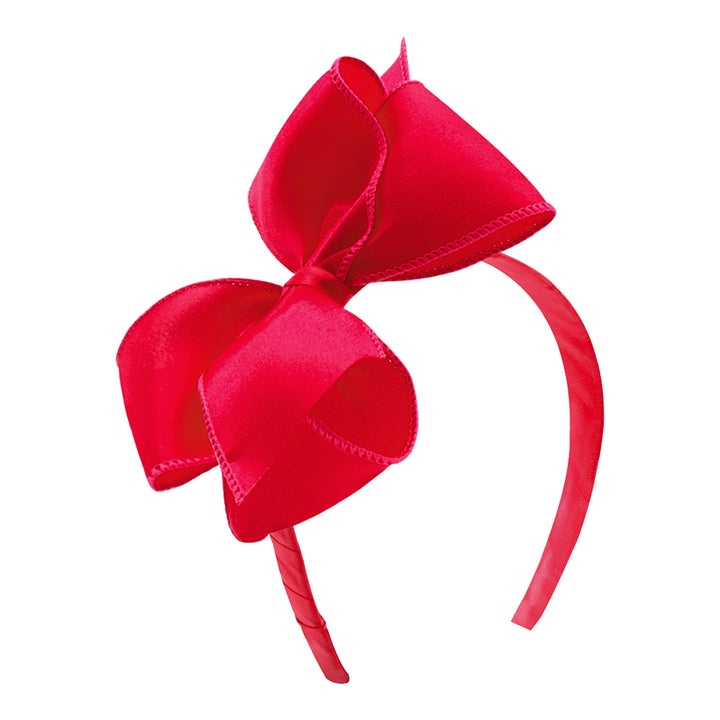 Wee Ones Red Jewel Satin Hair Bow on Tapered Headband