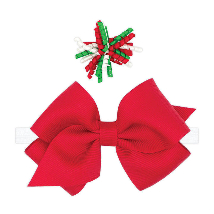 Wee Ones Extra Small Red Bow with Green/Red/White Tassles